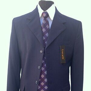 LUCELLI 2 PIECE MEN'S SUIT HIGH QUALITY ITALIAN SUPERIOR POLYESTER 4B WOOL TOUCH
